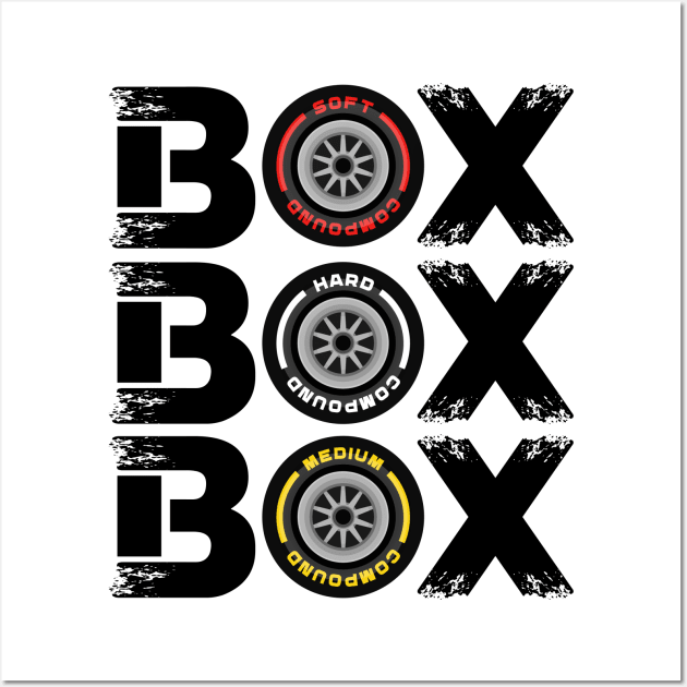 Box Box Box F1 Tyre Compound V2 Design Wall Art by DavidSpeedDesign